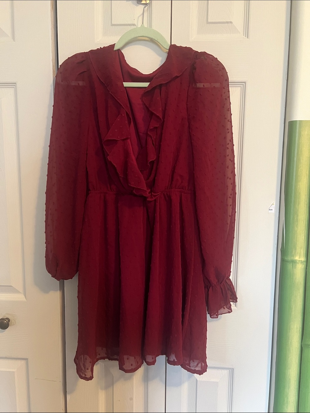 Red Ruffle-Front Dress